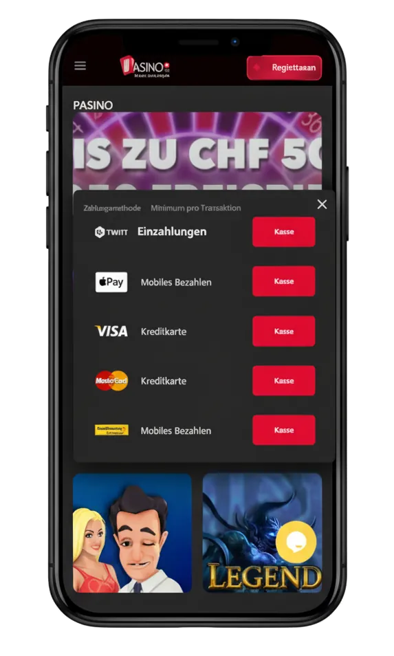 Einzahlungen PASINO CH